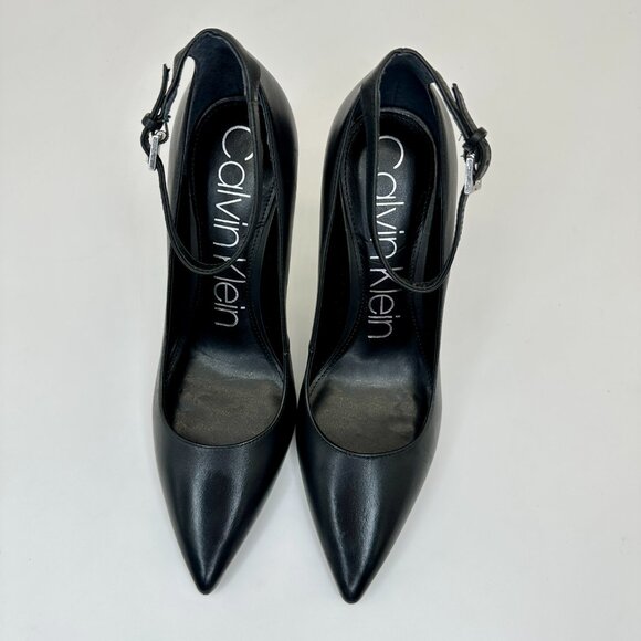 Calvin Klein Black Leather Stiletto Heels Sz 10 - Picture 7 of 8